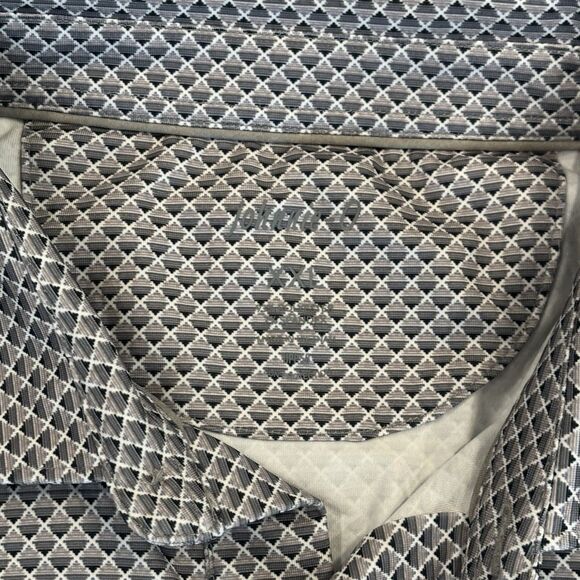 Johnnie O Golf Polo Shirt Mens 2XL Grey All Over Print Geometric Preppy Casual - Picture 3 of 7